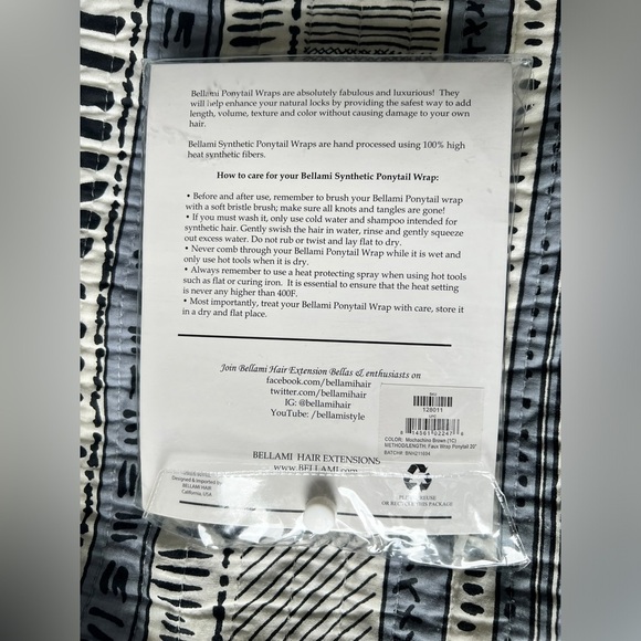 New Bellami Mochachino Brown 1C Faux Wrap Ponytail 20” Hair Extensions - Picture 7 of 10